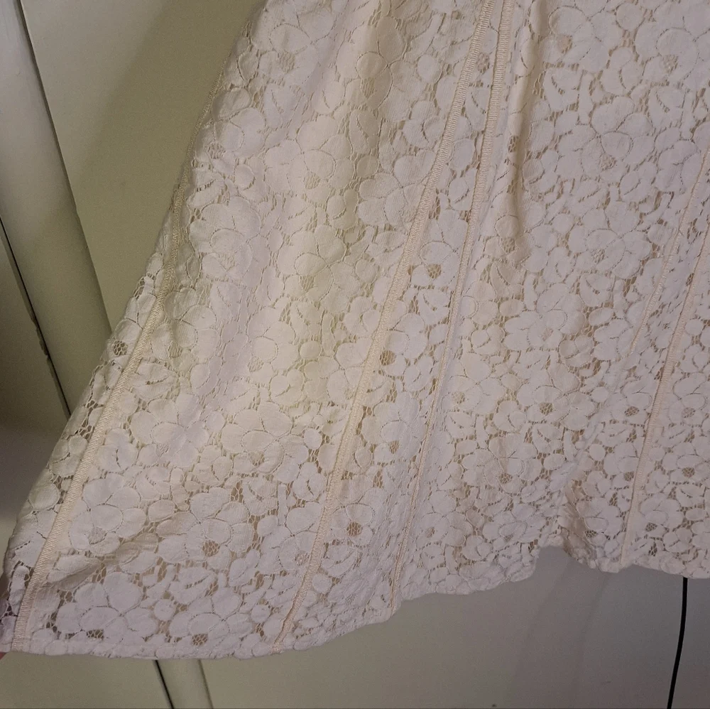 Axcess Cream Lace A Line Panelled Skirt Knee Length Size 10